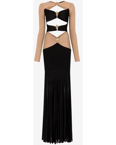 Roberto Cavalli Pineapple-embellished Cut-out Maxi Dress - Black