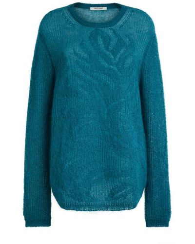 Roberto Cavalli Hawk Jacquard Mohair Sweater - Blue