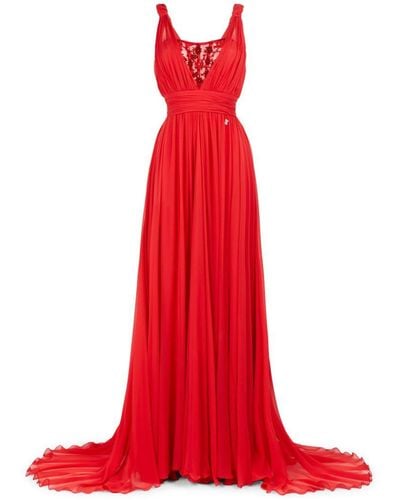 Roberto Cavalli Bead-embellished Silk Maxi Dress - Red