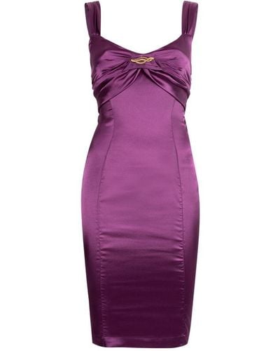 Roberto Cavalli Snake-embellished Bodycon Dress - Purple