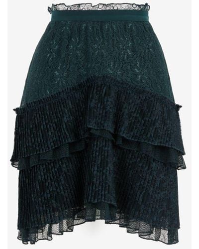 Roberto Cavalli Just cavalli crochet-lace ruffle skirt - Grün