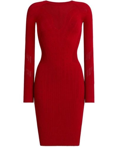 Roberto Cavalli Open-knit Mini Dress - Red