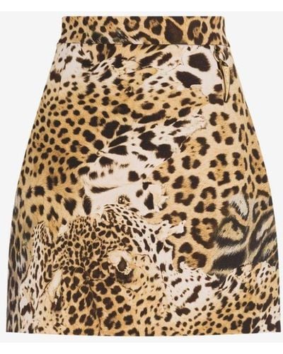 Roberto Cavalli Tiger-print A-line Miniskirt - Natural
