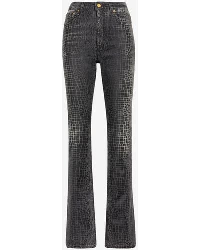 Roberto Cavalli Jeans mit geradem bein und krokodil-print - Schwarz