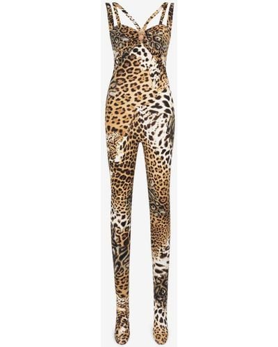 Roberto Cavalli Leopard-print Jumpsuit - White