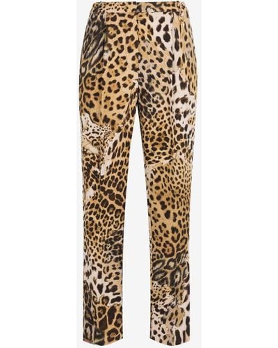 Roberto Cavalli Leopard-print Cropped Trousers - White