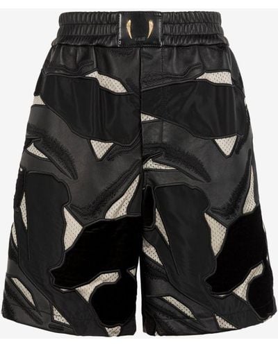 Roberto Cavalli Paneled Tiger Tooth Shorts - Black