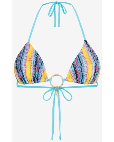 Roberto Cavalli Bikini-oberteil mit exotischem streifendruck - Blau