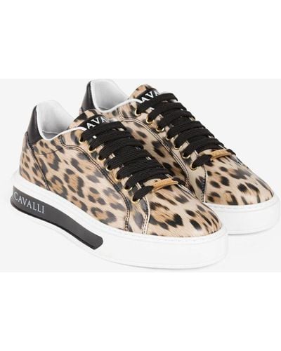 Roberto Cavalli Sneakers mit jaguar-print und spiegelschlange - Natur
