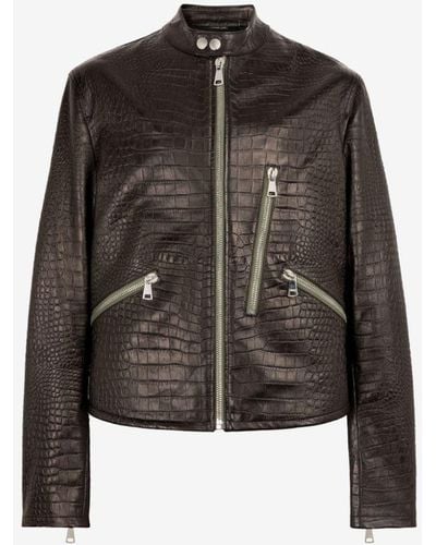 Roberto Cavalli Snakeskin-effect Leather Jacket - Black