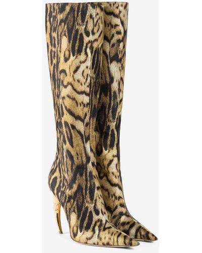 Roberto Cavalli Ocelot-print Tiger Tooth Knee-high Boots - Brown