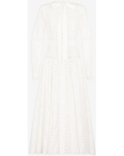 Roberto Cavalli Lace-trimmed Broderie Anglaise Cotton Dress - White