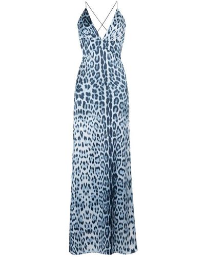 Roberto Cavalli Leopard-print Maxi Dress - Blue