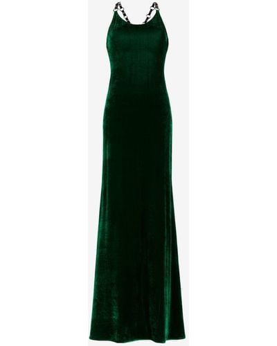Roberto Cavalli Velvet Maxi Dress - Green