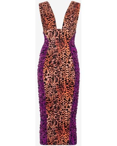 Roberto Cavalli Leopard-print Dress - Red