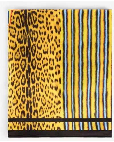 Roberto Cavalli Patchwork Leopard-print Beach Towel - Yellow