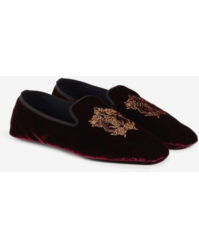 Roberto Cavalli Mirror Snake Crest-embroide Slippers - Red