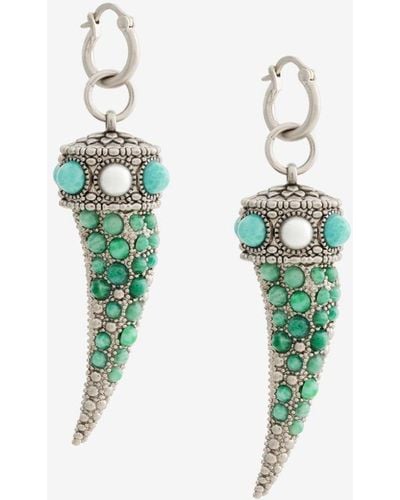 Roberto Cavalli Tiger Tooth Embellished Earrings - Blue