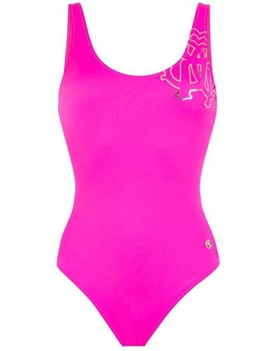 Roberto Cavalli Rc Monogram-print Swimsuit - Pink