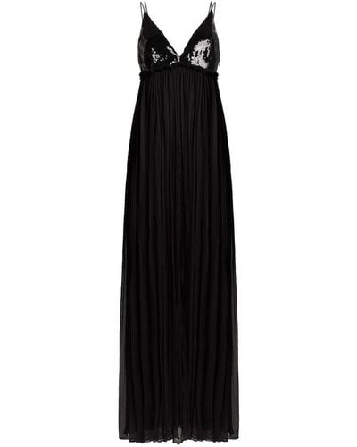 Roberto Cavalli Sequin Embroidered Silk Crepon Dress - Black
