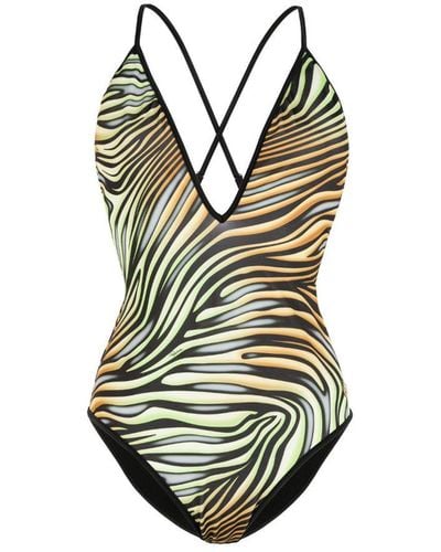 Roberto Cavalli Zebra-print Swimsuit - Green