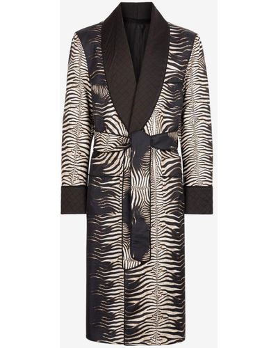 Roberto Cavalli Zebra-print Silk Smoking Jacket - Black