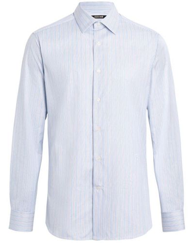 Roberto Cavalli Light Regular Fit Striped Shirt - Blue