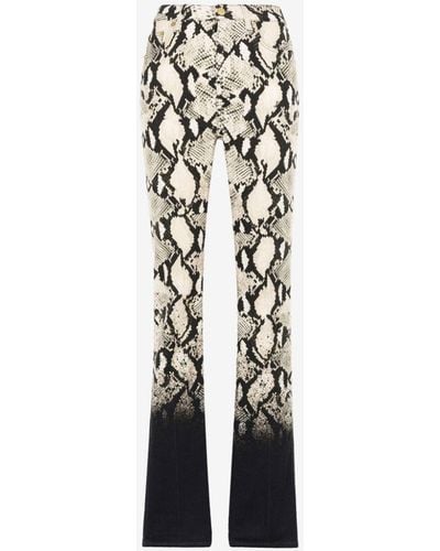 Roberto Cavalli Jeans mit geradem bein und python-print - Schwarz