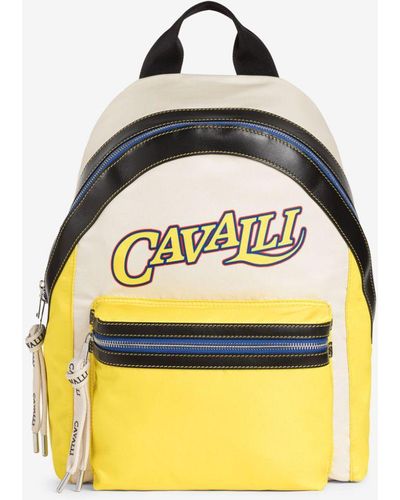 Roberto Cavalli Logo-print Paneled Backpack - Yellow