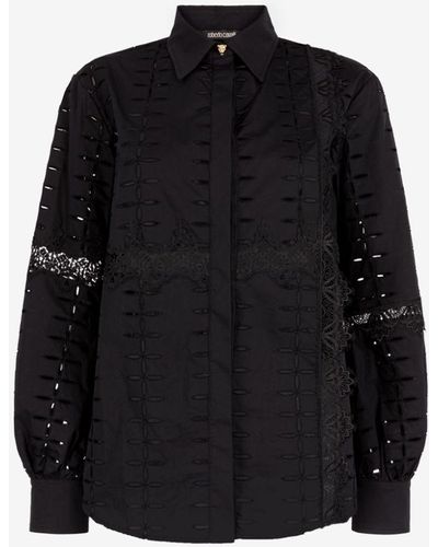 Roberto Cavalli Cut.out Embroidered Shirt - Black
