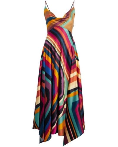 Roberto Cavalli Chameleon Rug Print Midi Dress - Multicolour