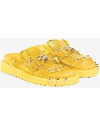 Roberto Cavalli Panther Head Pvc Sandals - Yellow