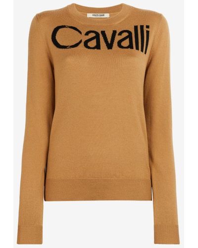 Roberto Cavalli Logo-intarsia Wool Sweater - Orange