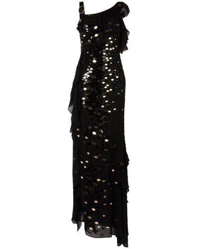 Roberto Cavalli Embellished Silk Maxi Dress - Black