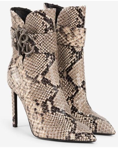 Roberto Cavalli Python-embossed Mirror Snake Boots - Natural