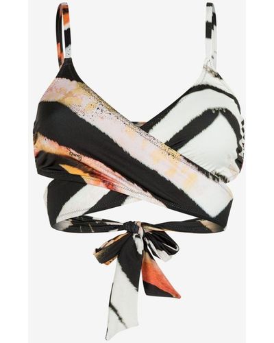 Roberto Cavalli Zebra-print Wrap Bikini Top - Black