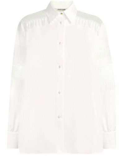 Roberto Cavalli Crochet-insert Cotton Shirt - White