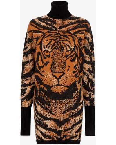 Roberto Cavalli Kleid mit tigermuster - Orange