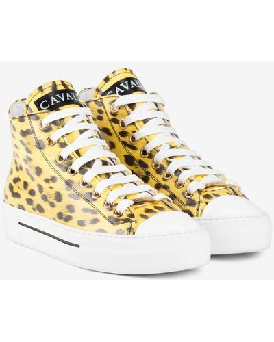 Roberto Cavalli Jaguar-print Hi-top Trainers - Metallic