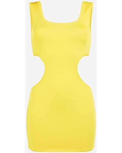 Roberto Cavalli Cut-out Knit Mini Dress - Yellow