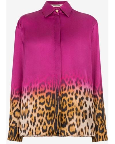 Roberto Cavalli Jaguar-print Shirt - Pink