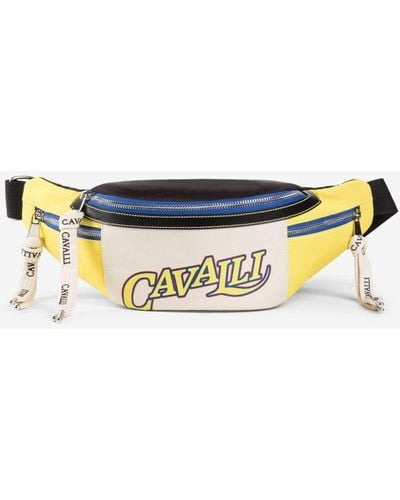 Roberto Cavalli Colourblock Logo-print Belt Bag - White