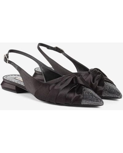 Roberto Cavalli Knot-detail Crystal-embellished Ballerina Shoes - Black