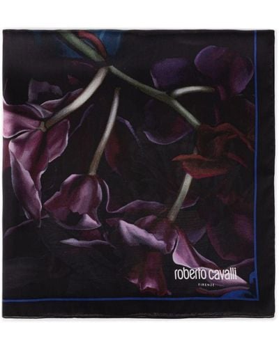 Roberto Cavalli Floral-print Silk Scarf - Black