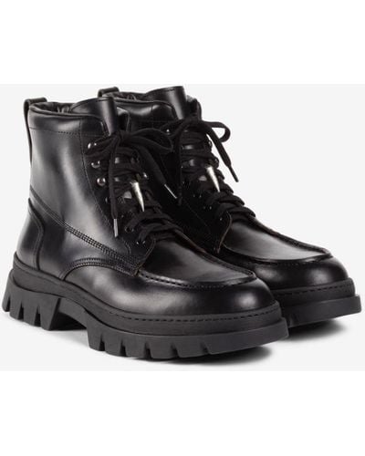 Roberto Cavalli Tiger Tooth Leather Boots - Black