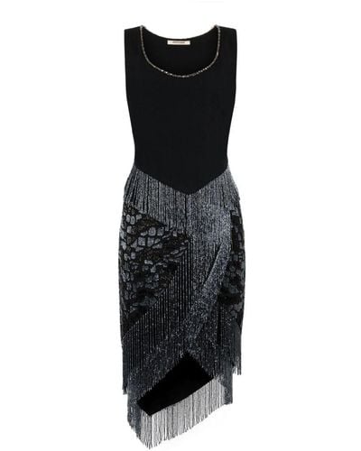 Roberto Cavalli Metallic Leopard-jacquard Dress - Black