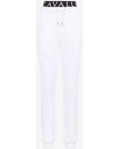 Roberto Cavalli Logo-jacquard Cotton Sweatpants - White