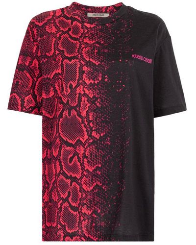Roberto Cavalli Python-print T-shirt - Red