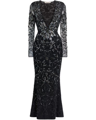 Roberto Cavalli Mosaic Embellished Fishtail Dress - Black