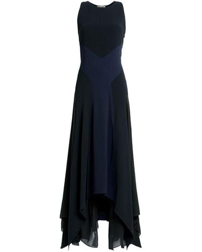 Roberto Cavalli Long And Navy Silk Dress - Black